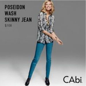 CAbi 919 Teal Poseidon Wash Skinny Jeans 16